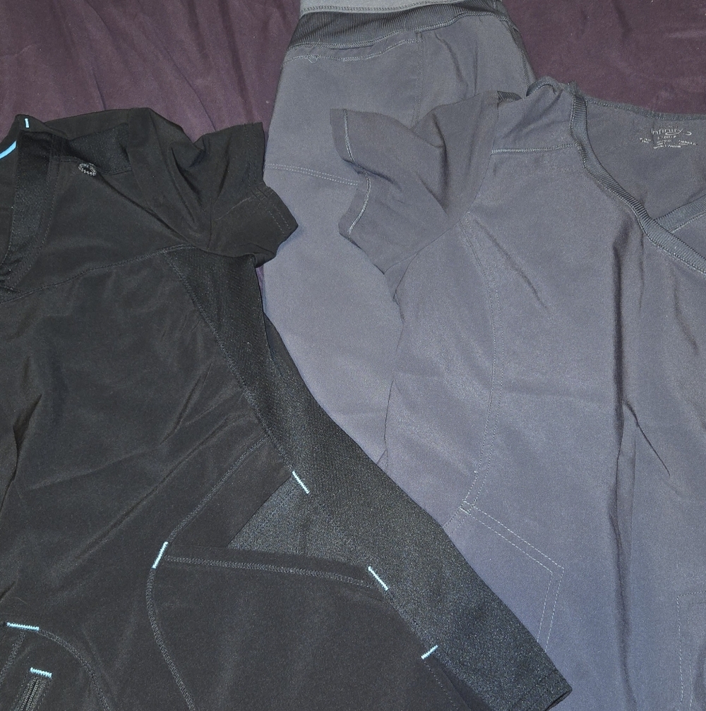 Black and Gray Scrub Tops Abd Pants XS Petite